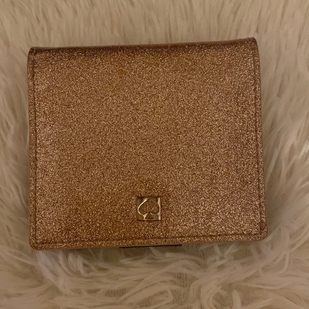 Kate Spade small rose gold glitter wallet